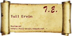 Tull Ervin névjegykártya